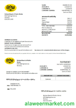 Netherlands BPW business utility bill template in Word and PDF format